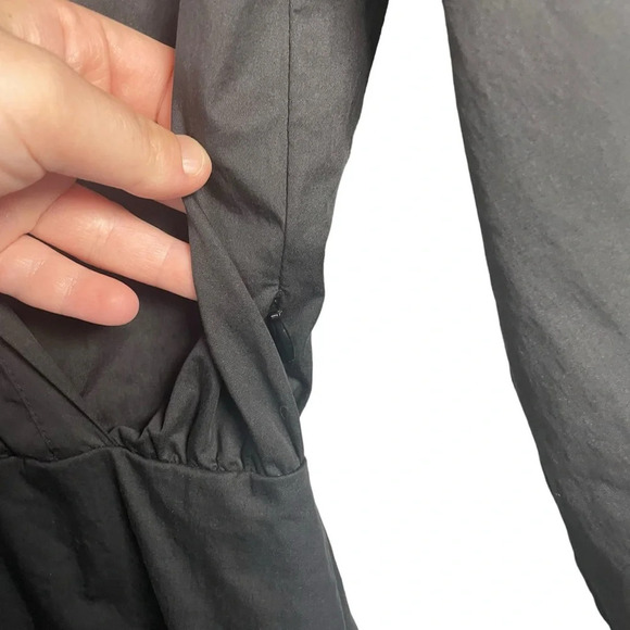 Zara Collared Long Sleeve Poplin Mini Shirt Dress in Black Size S - Picture 9 of 14